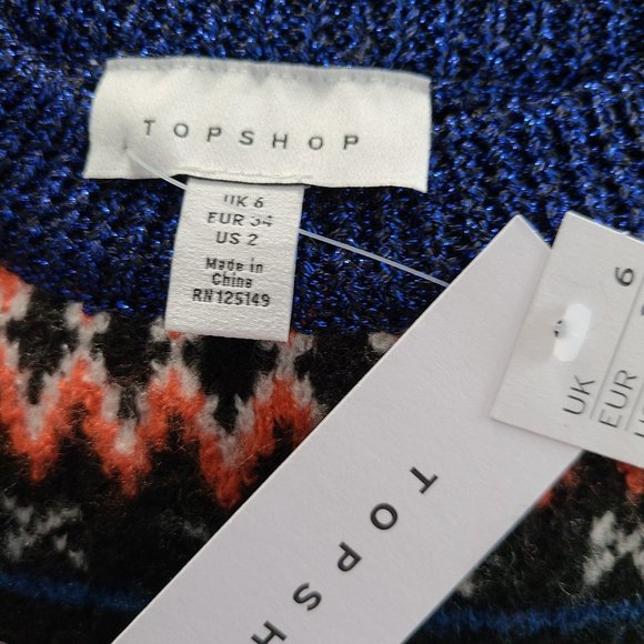 Topshop Black Striped Sequined Sweater 2 new with tags - Picture 5 of 6